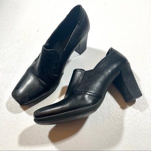 Franco Sarto Black Heels Pumps Chunky Block Heel Y2K Retro
